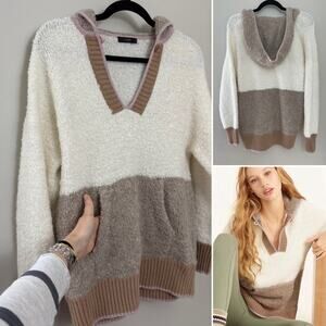 J. Crew Wool Alpaca Minimalist Loungewear Cozy Neutral Teddy Hooded Sweater M